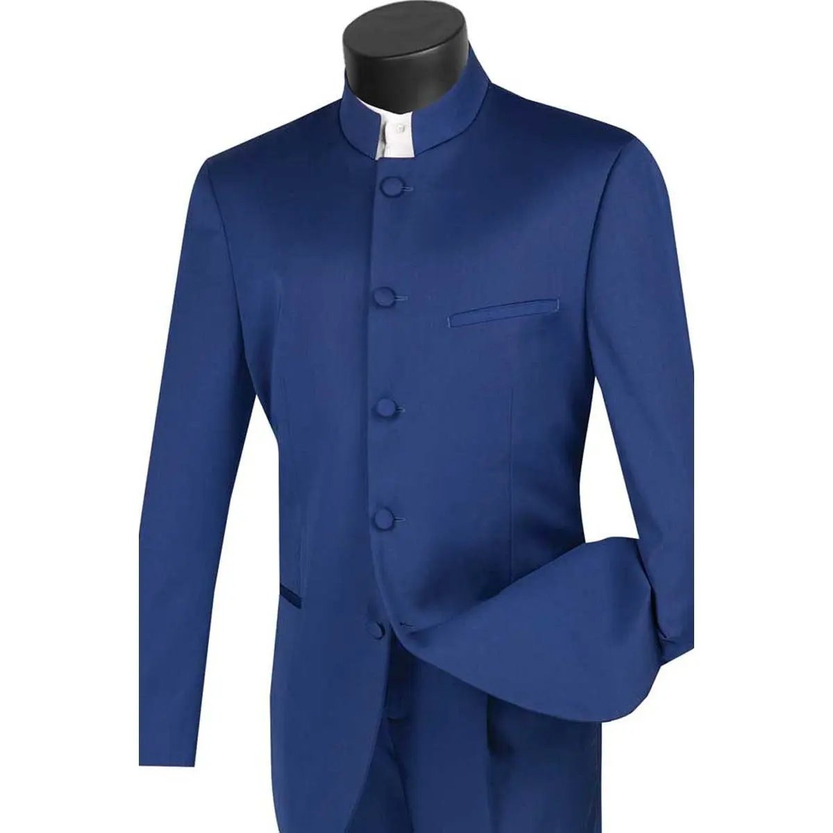 Mens Five Button Mandarin Banded Tuxedo in Navy