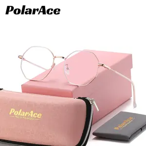 PolarAce Unisex Literary Irregular Flat Glasses Metal Frame Trendy Glasses