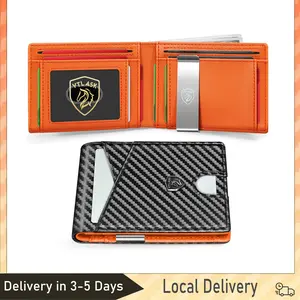 Mens Slim Wallet Front Pocket Wallet for Men with Money Clip Minimalist Rfid Blocking Credit Card Holder Cowhide Thin Wallets with Gift Box