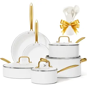 Ceramic Cookware Set,  16 count Pots and Pans Set Non Stick, Kitchen Cookware Sets with Cooking Utensils Set, Non  Cookware Set White  Pan Set for Cooking Pot Oven & Dishwasher Safe,