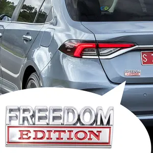 1pcs 3D Raised Letter Freedom Edition Badge Car Stickers - Metal Decals for Cars, Trucks, Motorcycles, SUV - Door Tailgate Bumper Durable Name Plate Emblem Decal