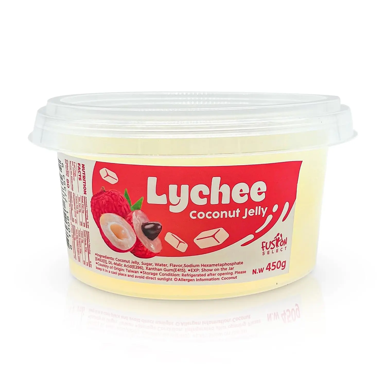Lychee Jelly Coconut Jelly with Fruit Flavored for Bubble Tea, Yogurt, Ice Cream, Beverage, Fruit Tea, and Snow Fluff, Dessert Toppings 14 Ounce, White Snack Sweet