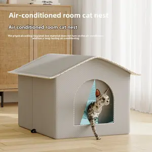 Cat Air Conditioning House Portable Summer Cooling Artifact Homemade Cat Nest Enclosure for Pet Calming Ice Bed Outdoor Products Bed
