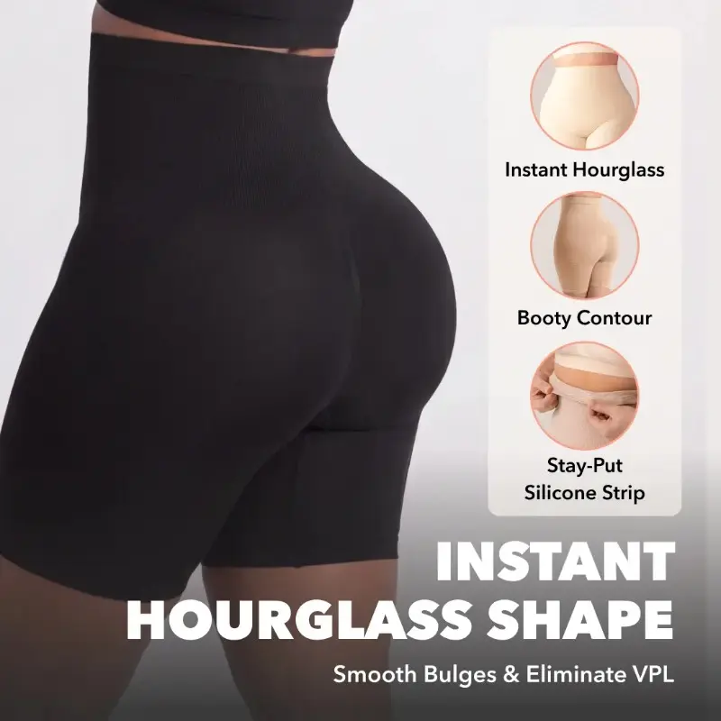 shapermint High-Waisted Seamless Shapewear Shorts with Anti-Roll Waistband & Breathable Fabric Medium Compression Smooth