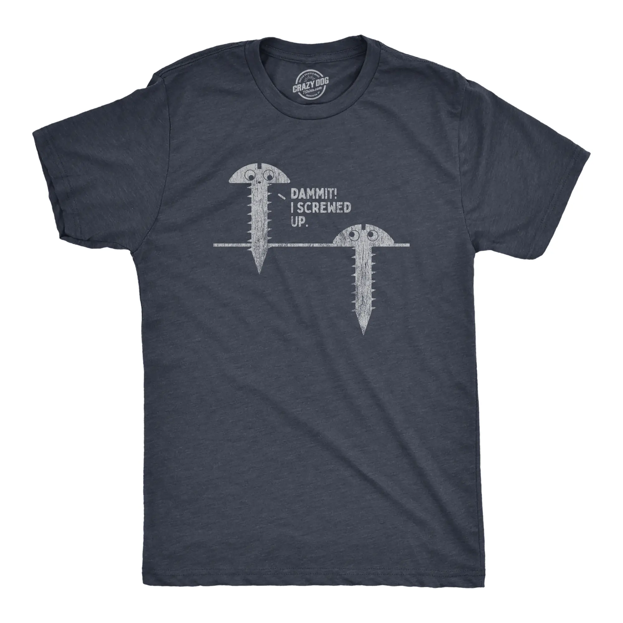 Mens Damnit I Screwed Up T Shirt Funny Tools Handy Home Improvement Graphic Novelty Tee Mens Funny T Shirts Cool Vintage Fashion T-Shirt Gift Classic Menswear Funny Sarcastic Short Sleeve Novelty Tees for Guys Navy