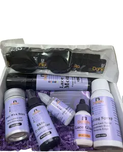 Lace wig kit to install your wig. Wax stick, glue lace, remover glue, melting spray, lace tint mousse, and elastic band edges.
