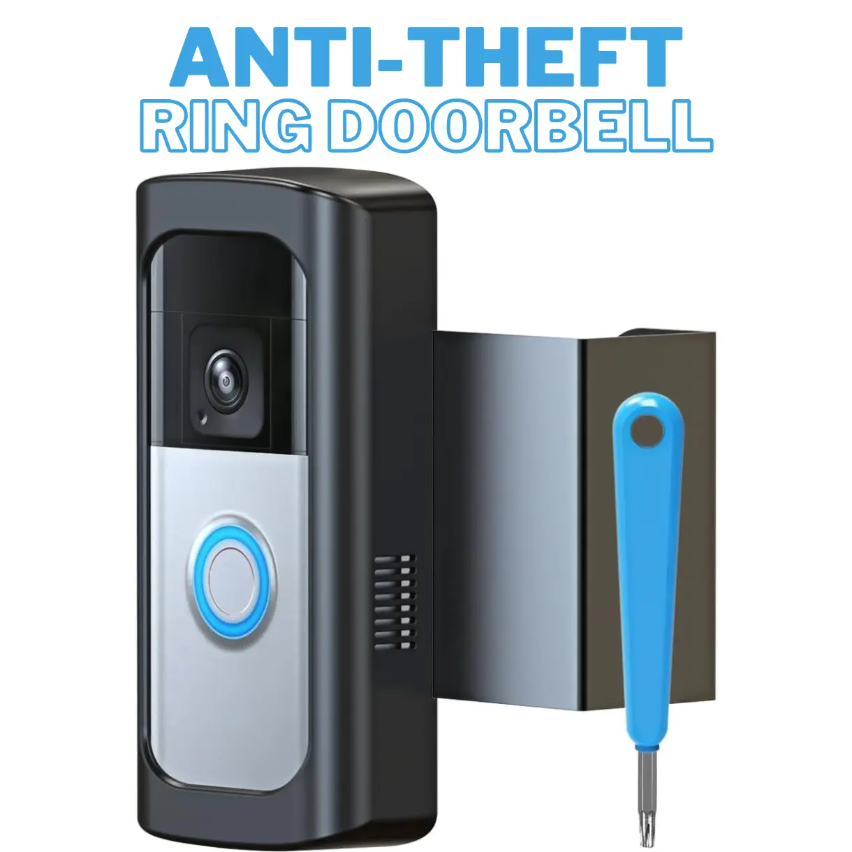 Anti-Theft RingDoorbell Video Doorbell Mount, NO-Drill Mounting Bracket Compatible with Video Doorbell 2/ (2020 Release)/ Battery Doorbell Plus/Pro Wireless, Kits for Houses, Apartment(Black)