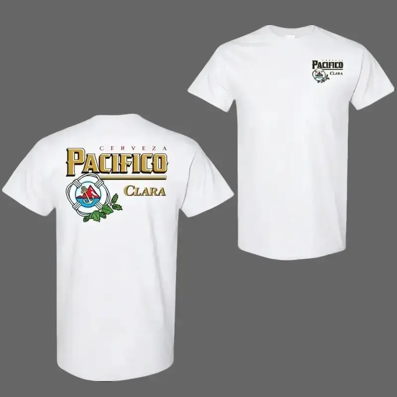 Pacifico Clara Beer T-Shirt – Classic Logo Graphic Tee, Refreshing Mexican Beer Shirt, Summer Beach Style, Cerveza Pacifico Gift for Beer Lovers Menswear Top Man Tshirt Streetwear Shortsleeve Casual Tropical Soft Unisex Jeans Red Stylish Vibe Wolf