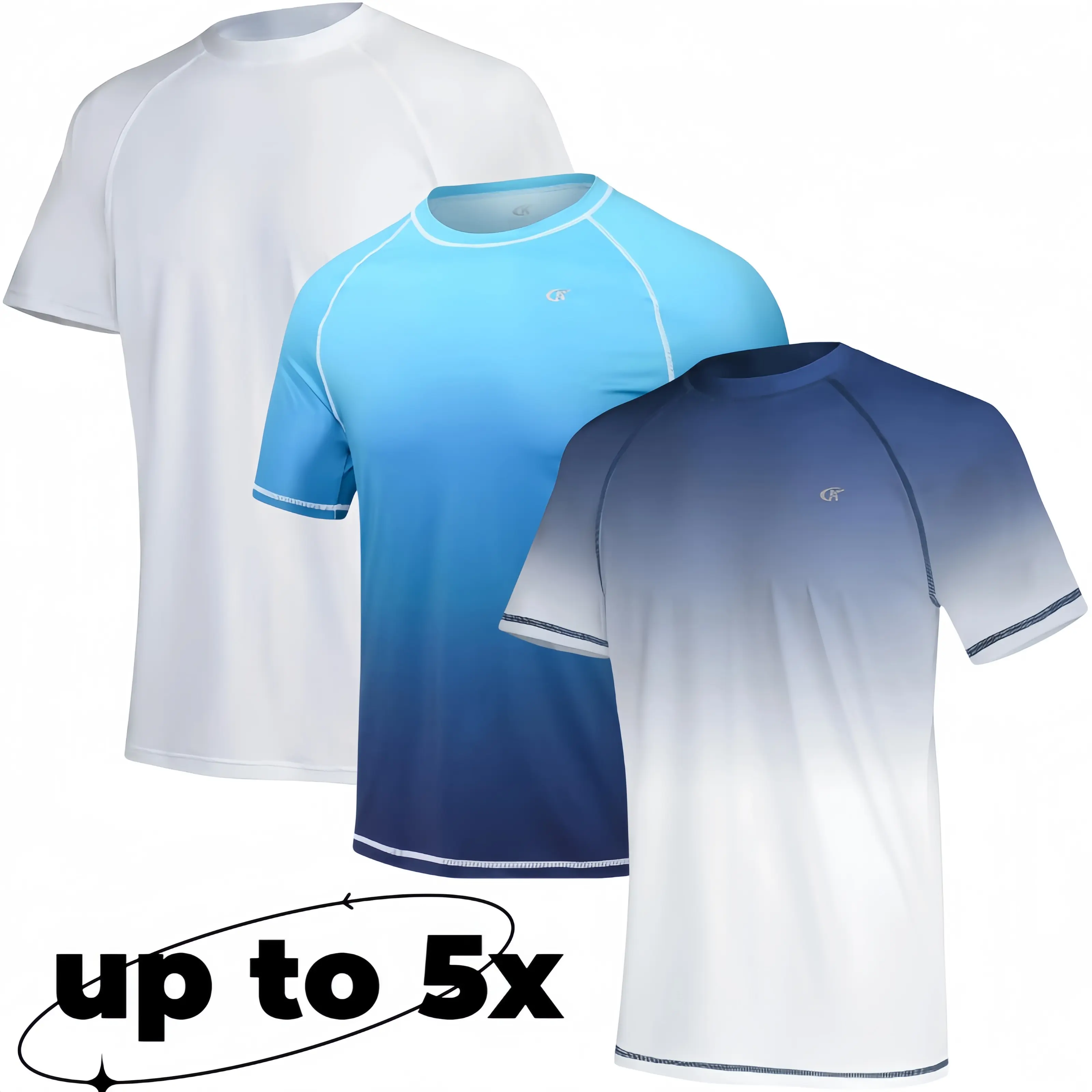 3-Pack Men's UPF 50+ Quick-Dry Shirts, Short Sleeve Athletic Swim & Running Tees