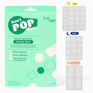 SoloVegan Pimple Patch Variety Pack — 3 Types, 4 Sizes, 55 Count | Day + Night + Post-Care Hydrocolloid Acne Patches for Face | Invisible, Vegan Spot Cover