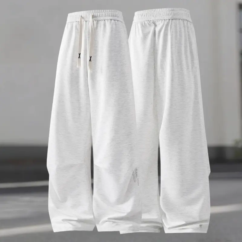 Men's Sweatpants in a High Street Style, Chic Drapey Polyester with Letter Print and a Wide-Leg Loose-Fit for Everyday Wear