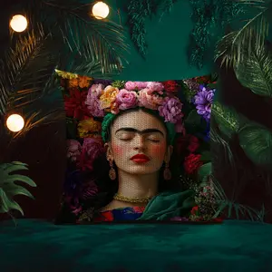 FridaKahlo Pillow Case Double-Sided Printed Soft Short Plush Sofa Cushion Covers Home Textile | Polyester & Breathable, Invisible Zipper, Mite-Resistant, Durable | Ideal for Sofa, Bedroom, Car & Kids Gift