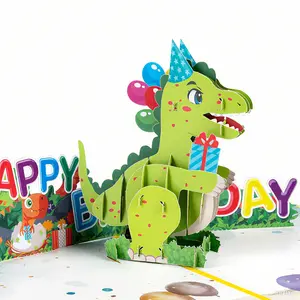 3D T-Rex Handmade Pop Up Birthday Cards with Envelope, Blank Insert, Gift for Boys Girls Son Grandson Toddler Nephew 1 2 3 4 5 Year Old
