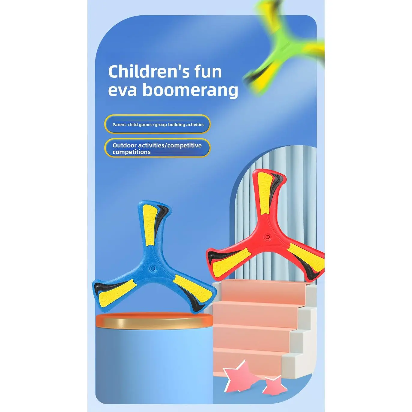 Soft 3-Blade Boomerang for Kids, Clover EVA Foam Auto-Return Flying Toy, Safe Alternative to Hard Frisbees for Outdoor Fun, Sports, Lightweight, Frisbee Sport, Child-Safe, Flies Up To 20-30 Meters, Hand Throw Safety Boomerang