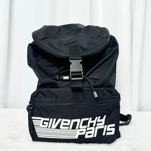 Pre-owned GIVENCHY Nylon Backpack Black White Yellow|20567133