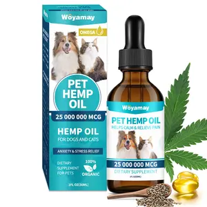 Woyamay Hemp Oil for Dogs and Cats - Hemp Oil Drops Rich in Omega 3, 6, 9 and Organic Extract Helps Pets with Аnxiеty, Pаin, Strеss, Slееp, Аrthritis, Sеizures Rеlief, Pets Calming Treat immune support