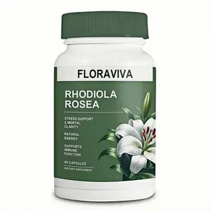 Rhodiola Rosea Capsules 500mg, Natural Adaptogen Supplement - Stress Relief, Mental Focus & Energy Support, Non-GMO, 60 Count