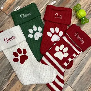 Embroidered knit pet Christmas stocking with Pets Name