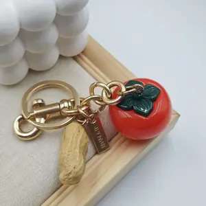 {Keychain} Personalized Fruit Keychain - Persimmon Peanut Keychain Fruit Bag Pendant - Implies Everything Wishing You Well Keychain Women's Bag Pendant