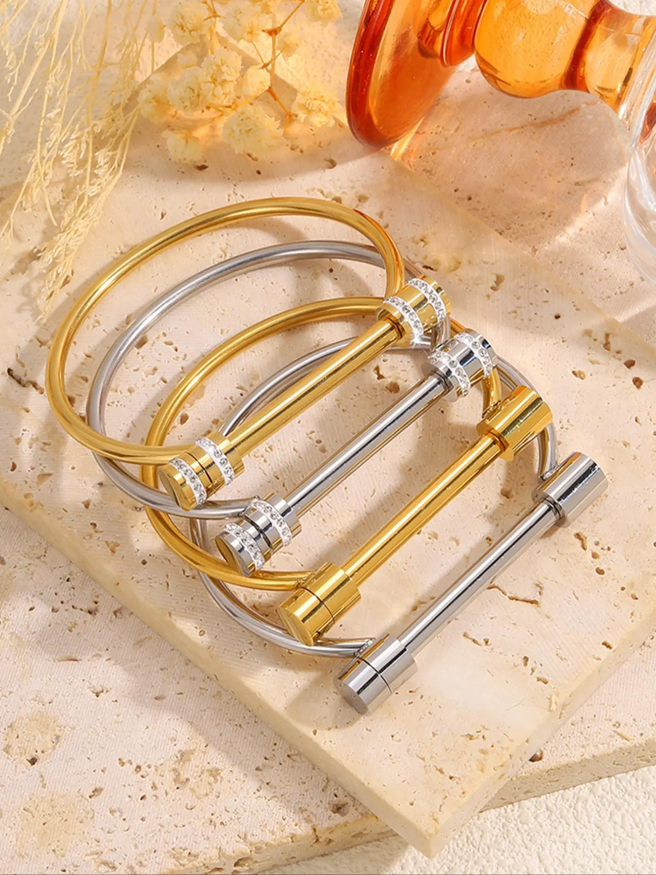 Fashionable Stainless Steel Cuff Bangle, Unisex Casual Jewelry for Party, Daily Clothing Decor, Trendy All-match & Exquisite Jewelry for Birthday Gift, Stackable Bracelets, Multilayered Bangles, Stacking Bangles