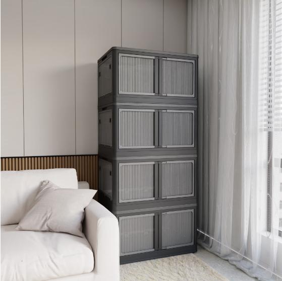 Set of 4 transparent stackable storage boxes, suitable for various applications Collapsible Multifunctional Bins