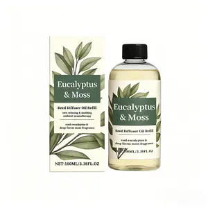 Eucalyptus & Moss Reed Diffuser Oil Refill, Natural Forest Long Lasting Scent, Calming Spa-like Aromatherapy for Home & Hotel, Multi-Use Fragrance Oil for Reed Diffusers, Aroma Machines, Room Spray & Air Freshener, Safe for Bathroom Bedroom Living Room