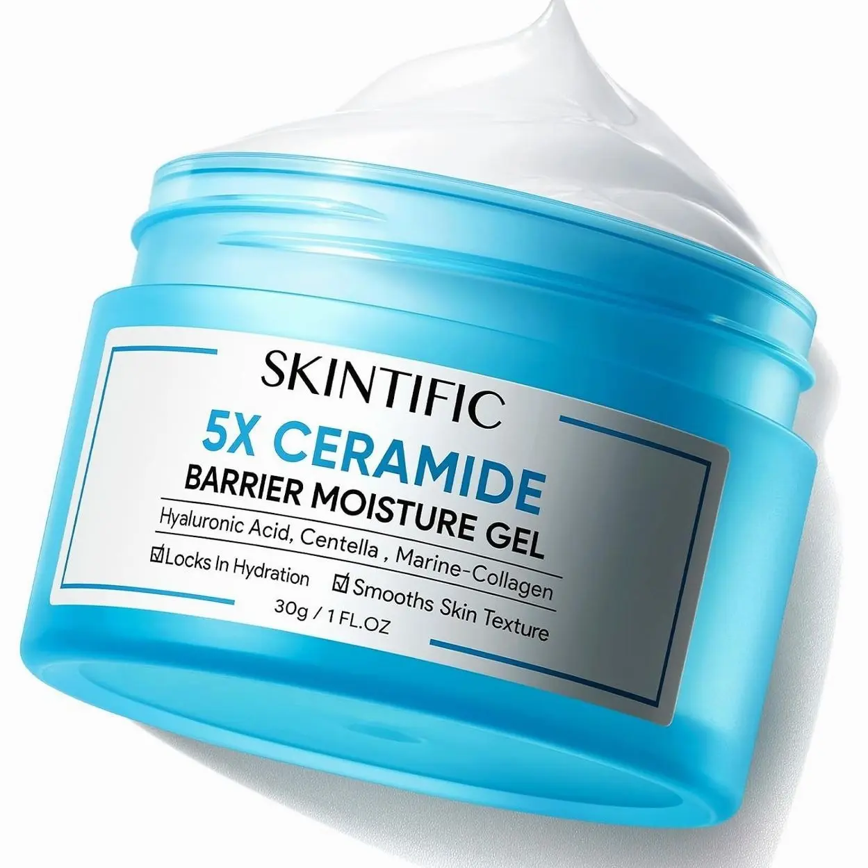 SKINTIFIC Face Moisturizer with 5X Ceramides, Hydrating Moisture Barrier Repair Cream for Oil/Dry Skin Types, Hyaluronic Acid & Centella, Daily Facial Moisturizer, Non-Comedogenic 30 g / 1 fl. oz.