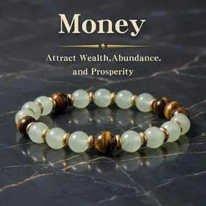Tiger Eye Stone Beaded Money Attraction Bracelet for Men & Women, Attracts Wealth Stretchable protection bracelet encouragement gift for Birthday, Anniversary, Summer Vacation & Theme Parties Jewelry Crystal Colorblock Jewelry Gift for Her summerwins