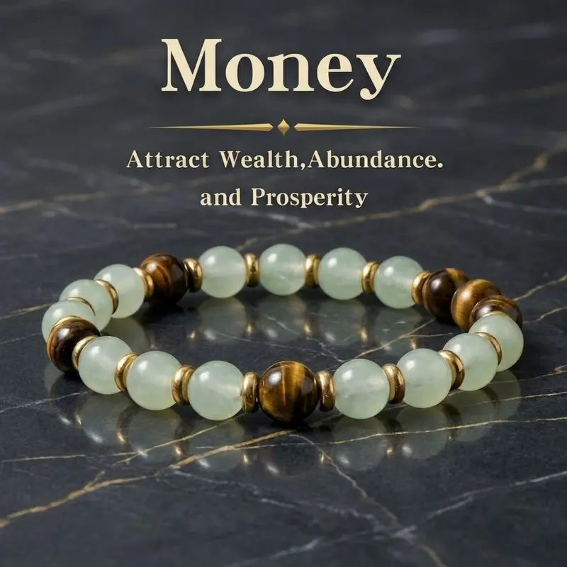 Men's Adjustable Bead Chain Money Bracelet - Jewelry with 16-20cm Adjustable Elastic Cord, Comfortable Fit, Auspicious Abundance, Protection, Success, Elegant Everyday Wear, Ideal Birthday/Anniversary Gift by Sohochic