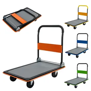 Flatbed Cart 660 Lbs Capacity, Heavy Duty Platform Hand Truck with Swivel Wheels, Foldable Push Cart for Loading Moving and Storage