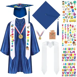 2026 Kindergarten Preschool Graduation Gown Cap Set Graduation Stole Bracelet Medal Certificate DIY Letter Sticker Grad Gifts