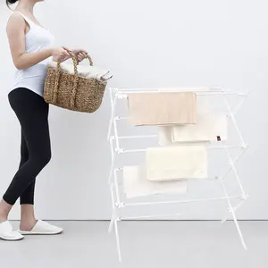 Foldable Clothes Drying Rack Space Saving Collapsible Laundry Dryer Stand Portable Indoor Air Drying Rack for Apartments Small Spaces Dorms White Lightweight Rust Resistant Steel Build - Accessory