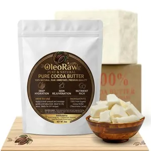 100% Pure Organic Raw Cocoa Butter - Unrefined Deep Hydrating Body Moisturizer & DIY Beauty Base