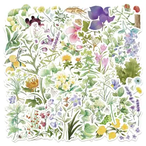 Floral & Herb Pattern Sticker, Self Adhesive Decorative Stickers, DIY Decals for Water Bottle, Laptop, Phone Case, Scrapbooking, Journal Making, Flower