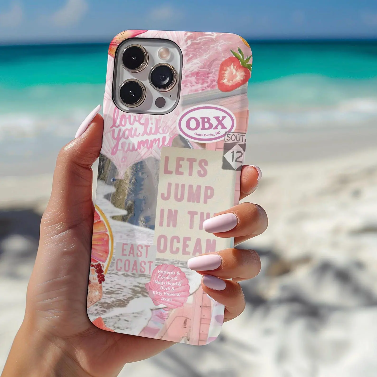Outer Banks Beach Phone Case, Coastal Aesthetic Phone Case, Summer Art Protective Slim Back Cover