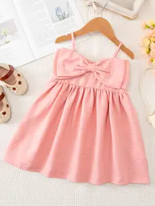 1pcs Girls' Summer Princess Dress, Bow Dress, Sweet and Cute Kids Clothing, Casual Fashion, Perfect Match for Wear