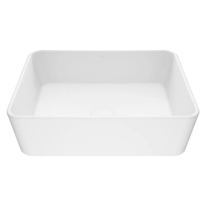 Marigold Matte Stone™ Vessel Sink – Matte White Rectangular Solid-Core Composite, Above-Counter Installation, Scratch Resistant, Non-Porous, ADA & cUPC Certified