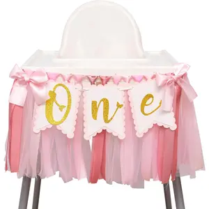Butterfly High Chair Banner - Fairy First Birthday Highchair Banner, Butterfly Fairy Garden 1st Birthday Decor Garland for Party, Cake Smash, Photo Prop