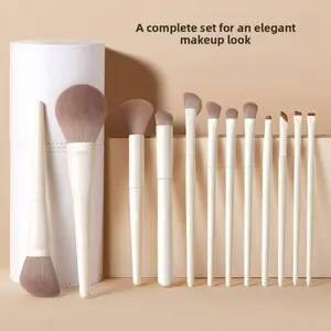 Makeup Brush Set White Elegant Soft Synthetic Bristles Full Face Foundation Powder Blush Eyeshadow Precision Brushes Daily Glam & Travel Use Flawless Makeup Look  Viral Beauty Essential Cosmetic Brushes Kit