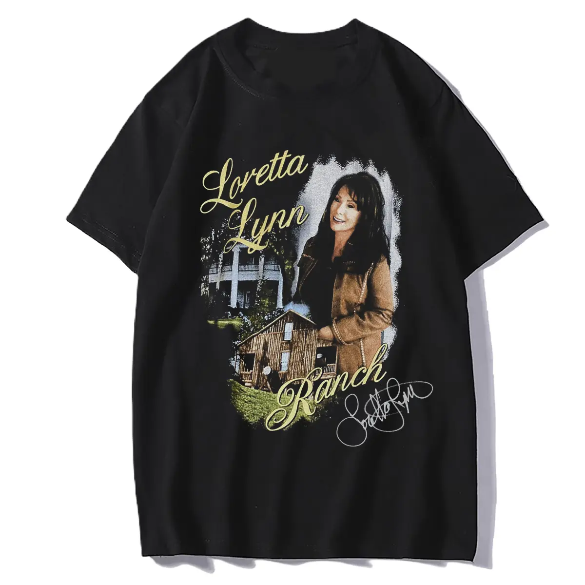 Loretta Lynn Ranch Tee, Gift For Fan, Black Heavy Cotton Fabric Men's Tee, One Side T-Shirt