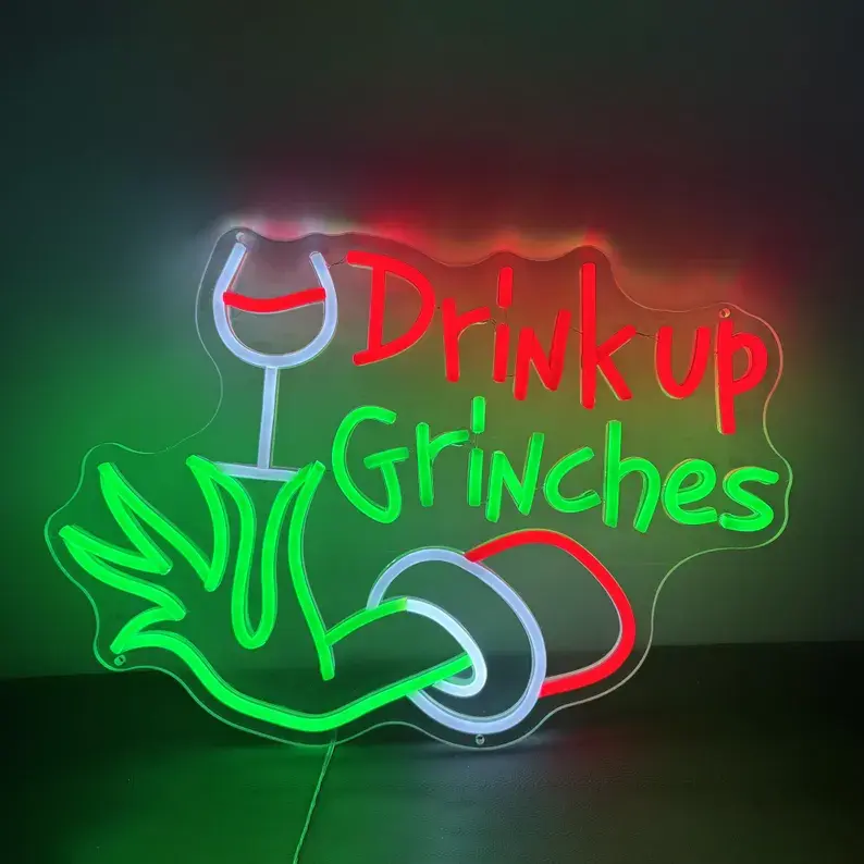 12.59 x11.42 in Merry Christmas Neon Sign, Funny Christmas Party LED Lights, Holiday Wall Decor, Bar Decor Sign, Custom Neon Sign, Funky Christmas Gift Idea