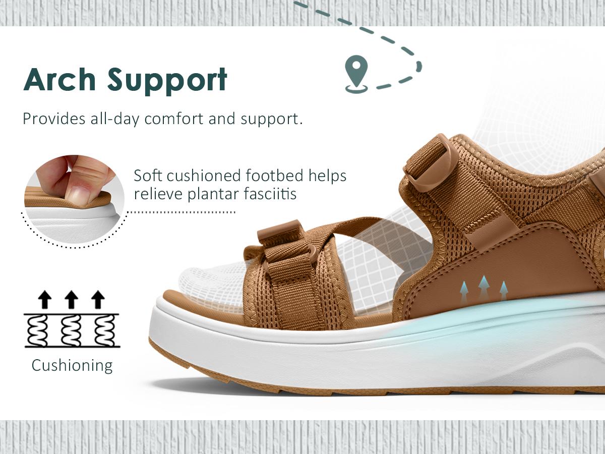 Vilanva Womens Orthopedic Walking Sandals with Comfortable Arch Support Recovery Sport Relief Plantar Fasciitis Outdoor Hiking Adjustable Strap Platform Cushion Hiking Water Sandals for 2026 Summer Trendy Outfits