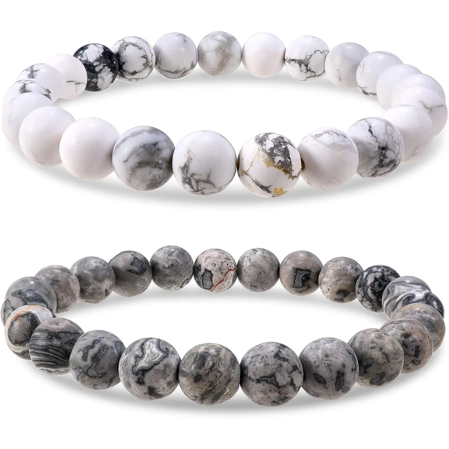 8mm Howlite & Picasso Jasper (Good Sleep)