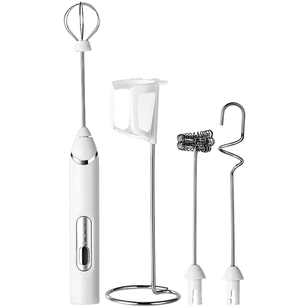 1PACK Coffee Frother, Cordless Milk Frother Wand, Electric Hand Mixer, Handheld Blender & Frother, Coffee Equipment, 3-Speed Adjustable, USB Rechargeable, 3 Stainless Whisks, Multifunctional Whisk for Cream Making, Cappuccinos, Egg Mixing