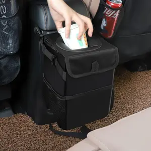 Car Trash Can with Lid and Storage Pockets - Car Organizer, Car Trash bin, Garbage Can