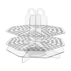 Spinning Beaded Pen Holder 120 Slot Clear Acrylic Space Saving Desktop Organizer for Beaded Pens Marker Paint Brushes Lip Eye Liner in Office Art Studios Classroom Salons by 321 Plastics