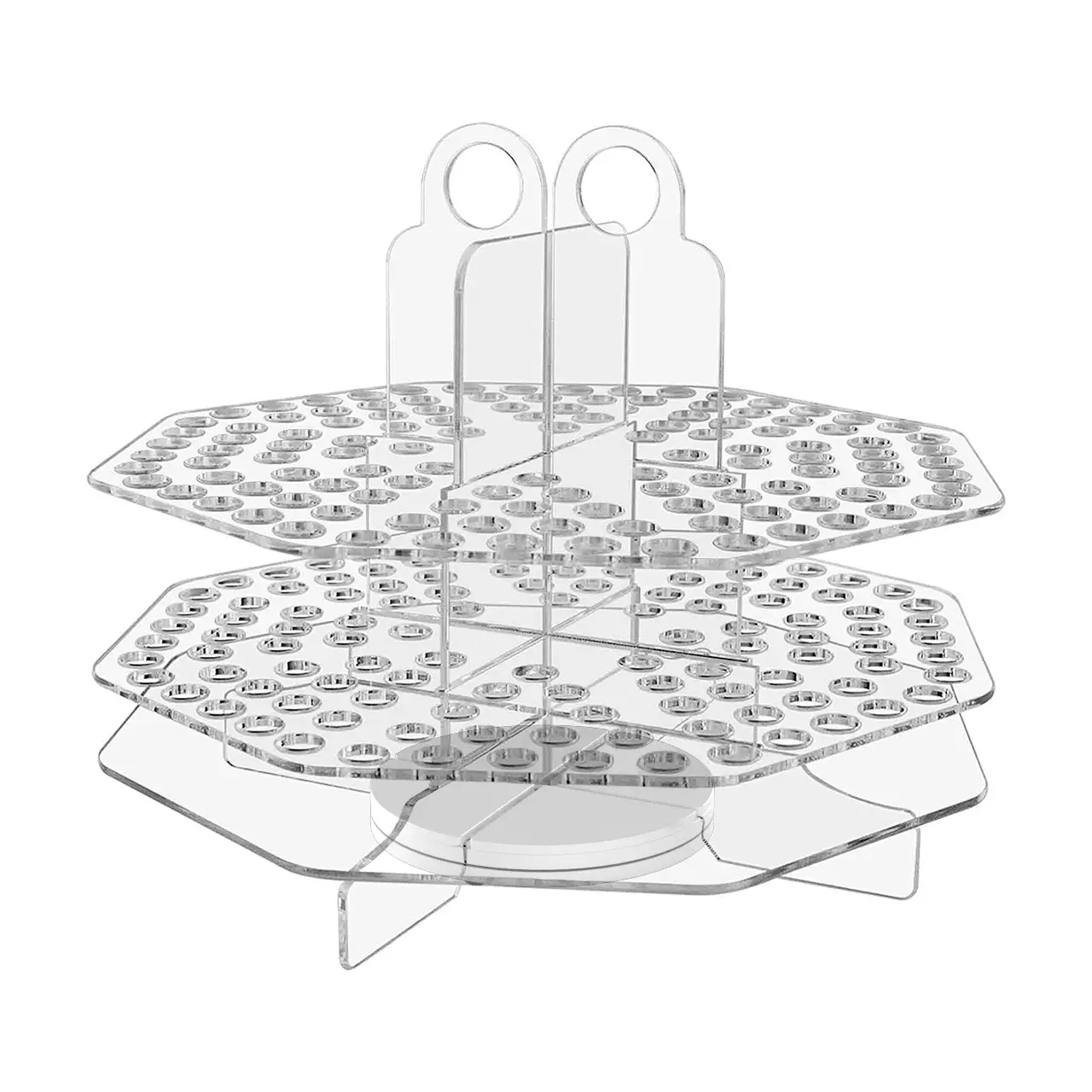 Spinning Beaded Pen Holder 120 Slot Clear Acrylic Space Saving Desktop Organizer for Beaded Pens Marker Paint Brushes Lip Eye Liner in Office Art Stud