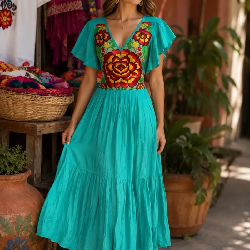 Vestido rosal en rayón