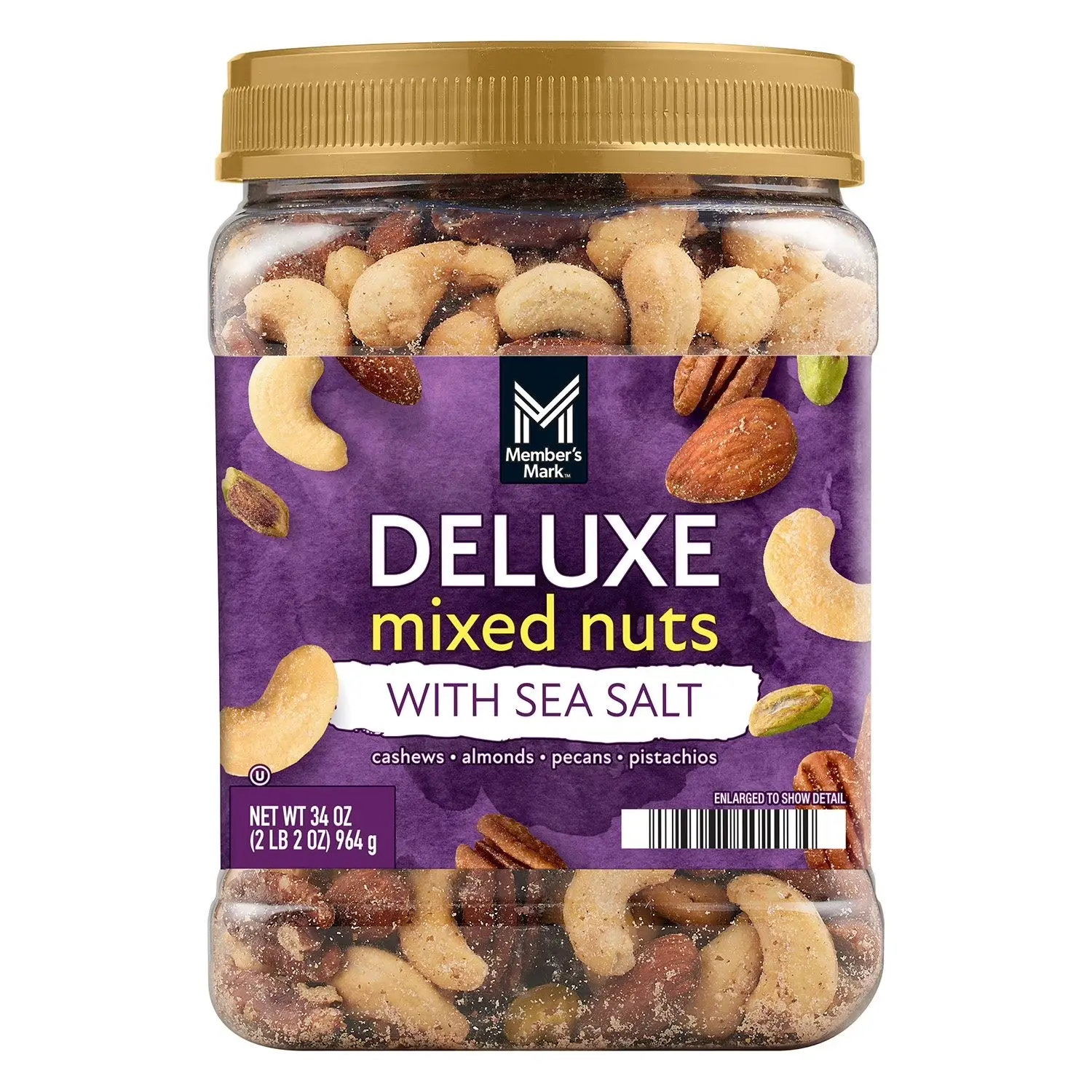Member's Mark Deluxe Mixed Nuts with Sea Salt, Roasted Nut Blend, 34 oz