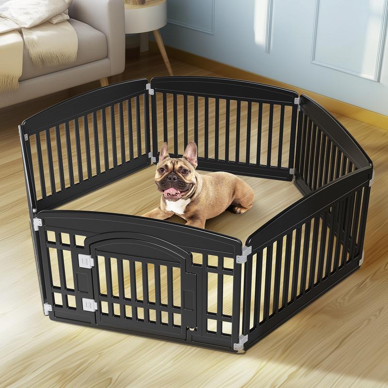 Plastic Dog Playpen - Expandable & Durable Pet Fence for Medium Dogs - Indoor & Outdoor Portable Puppy Playpen with Secure Locking Door